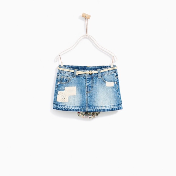 Zara Other - Zara kids denim skirt with briefs and lace patches